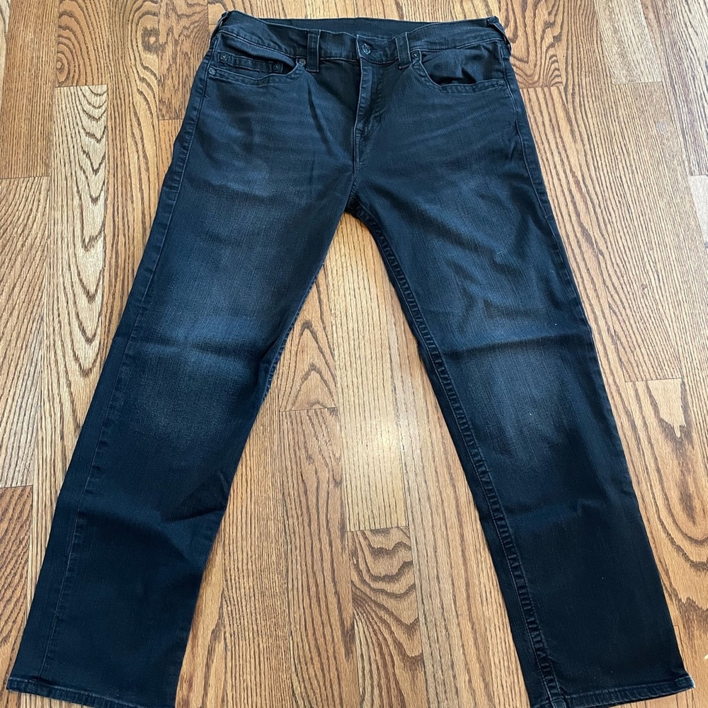 True Religion Devin Loose Straight Jeans Black 36W 31L